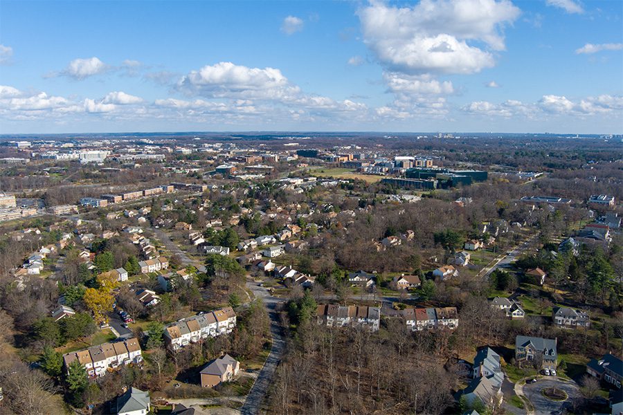 Rockville, MD - Aerial View of Hunting Hills Woods Neighborhood